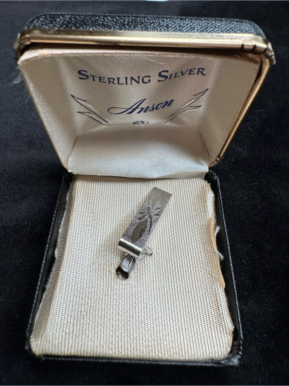 Anson Vintage Sterling Silver Floral Tie Clip